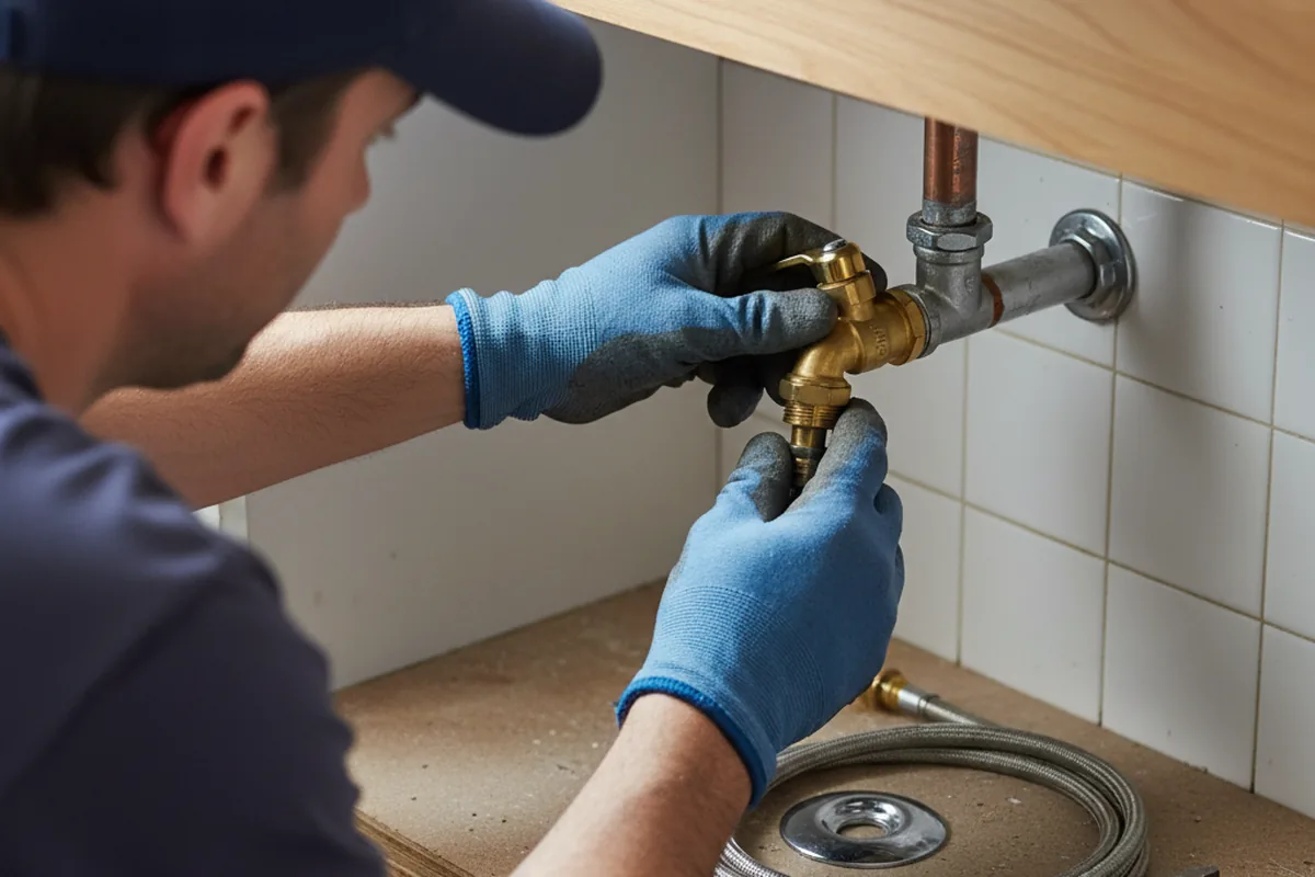 Shutoff valve and fitting work during Burst Pipe Repair in Bivalve